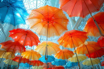 Obraz premium a group of colorful umbrellas