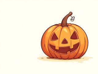 Cute Cartoon Halloween Pumpkin with Clear Space for Design Background