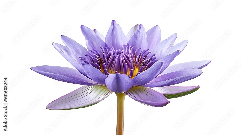 Poster purple water lily blooming water lily flower isolated on white background with clipping path : gener