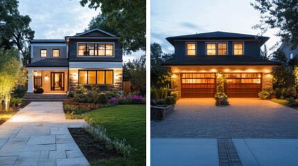 Modern Home with a Brick Driveway