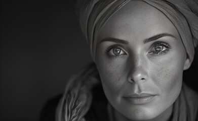 Fototapeta premium a person with a scarf on her head