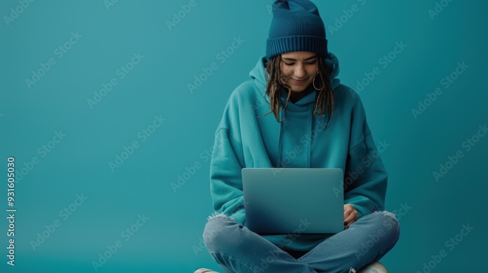 Canvas Prints The woman with laptop