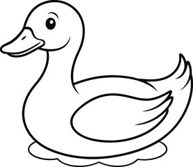 Charming duck illustration in black and white, great for kids' coloring activities
