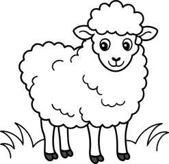 white sheep drawing perfect for children's creative coloring.
