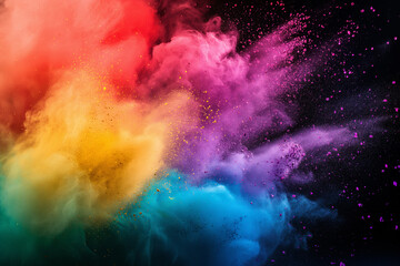An artistic depiction of colorful dust exploding against a vibrant background. Vibrant illustration showcases a burst of energetic colors and powdery textures, ideal for creative and dynamic projects