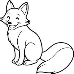 Happy Fox line art illustration, showcasing the beauty of simplicity with a joyful expression