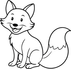 Minimalist Happy Fox line art, perfect for enhancing designs with a touch of joy