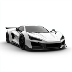 Ultra-modern white super sports car with a mid-engine layout on a white isolated background. A car for racing on the track and on the straight. 3d illustration