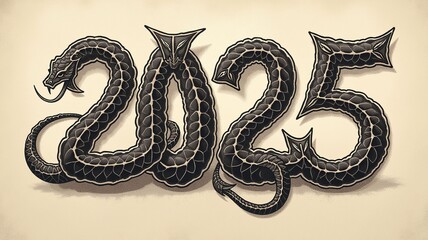 Obraz premium 2025 written in the form of a snake. Chinese New Year 2025