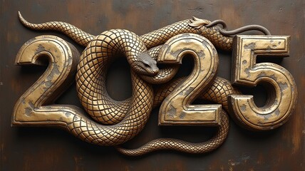 2025 written in the form of a snake. Chinese New Year 2025