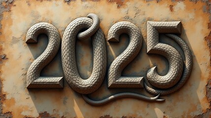 2025 written in the form of a snake. Chinese New Year 2025