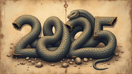 Obraz premium 2025 written in the form of a snake. Chinese New Year 2025