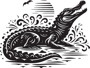 Alligator Silhouette Vector Illustration