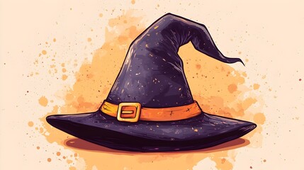 Whimsical Witch Hat with Mystical Celestial Patterns for Halloween Themed Graphic Designs