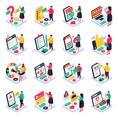 Set of Feedback Isometric Illustrations 

