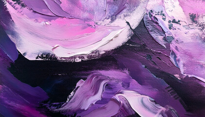 Abstract pastel purple and black acrylic surface. Oil painting texture on canvas. Hand painted