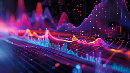 A colorful graph with a purple line that is the highest. The graph is a representation of data and the colors are used to represent different values.
