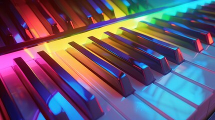 Piano Keys Under Neon Lights
