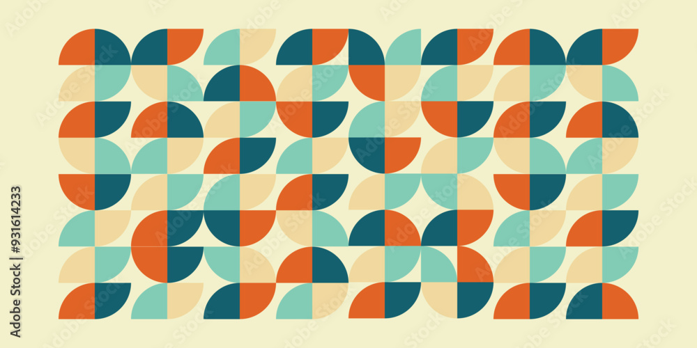 Poster abstract geometric pattern background with retro colors , abstract bauhaus pattern background.