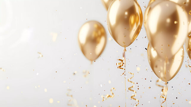 3d vector illustration.Golden balloon with glitter on dark background.