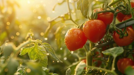 red tomatoes in the garden