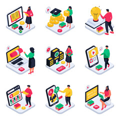 Pack of Education isometric illustration 

