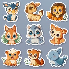 Fototapeta premium set of animals cute