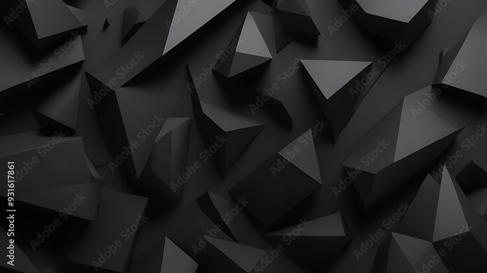 Poster abstract digital artwork featuring a geometric pattern of three dimensional, angular shapes consists