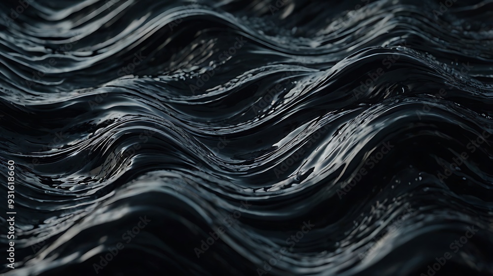 Aufkleber abstract digital artwork featuring a series of smooth, flowing waves in a monochromatic black color 