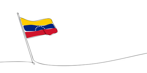 A single line drawing of a Venezuela flag. Continuous line the Bolivarian Republic of Venezuela icon. One line icon. Vector illustration.