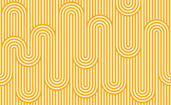 Ramen noodles pasta seamless pattern background with wavy lines, vector tile. Abstract pattern of Asian noodles in curly wave lines or round zig zag twirls, Chinese instant noodles seamless background