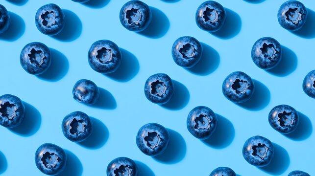 A pattern of blueberries on a light blue background.