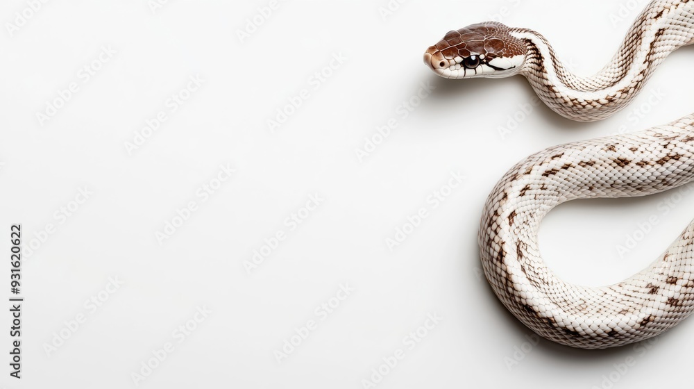 Poster minimalist design with a snake slithering across a blank white background, leaving space for text on