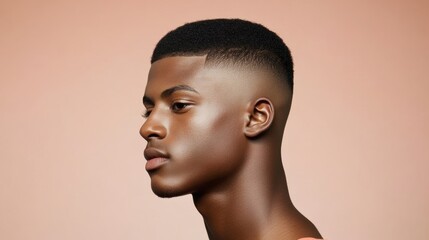 Side view of a Boosie fade haircut on a young man, highlighting the precise line-up and smooth fade, against a neutral background 