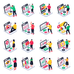 Set of Seo Isometric Illustrations 

