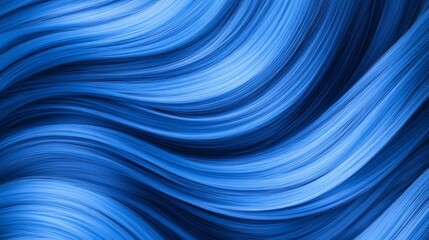 Wavy blue-black hair with rich, deep blue highlights, set against a soft, pastel gradient background with room for text 