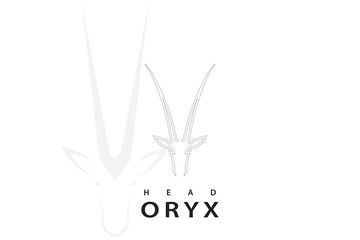 Oryx head logo design, vector silhouette of an oryx head, with long horns.