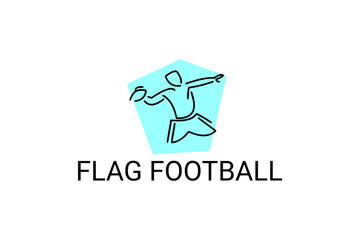 Flag football sport vector line icon. an athlete playing flag football. sport pictogram, vector illustration.