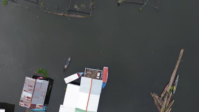 Morning Aerial view of Rawa Pening lake, Ambarawa, Central Java, Indonesia.

