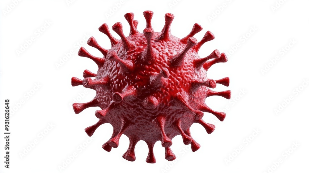 Poster graphic of the monkeypox virus under a microscope spherical virus particles with spiked surface isol