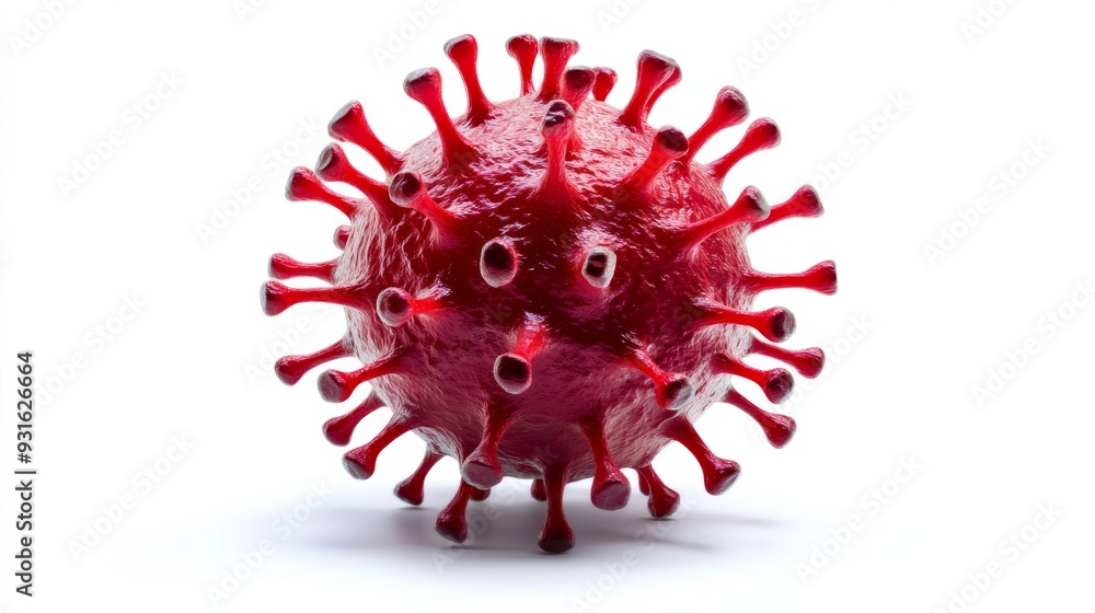 Poster graphic of the monkeypox virus under a microscope spherical virus particles with spiked surface isol