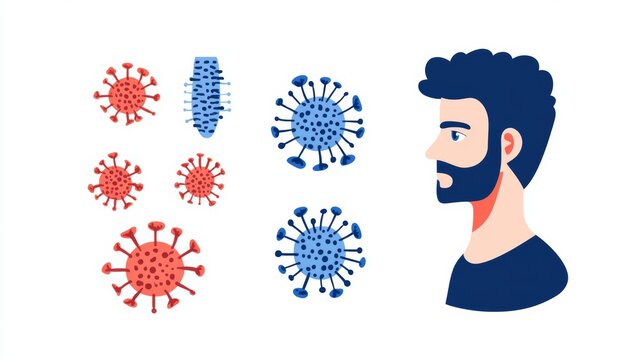 Infographic style image showing symptoms of monkeypox with icons of rashes fever and swollen glands clean design on white background 