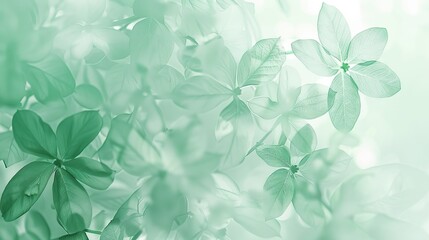 Fototapeta premium A soft, blurred background featuring delicate green leaves, creating a serene and calming atmosphere.