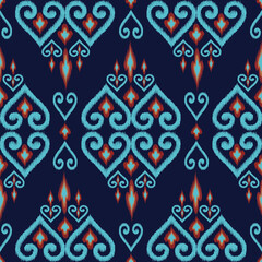Ethnic abstract ikat art. Aztec ornament print. geometric ethnic pattern seamless color oriental. Design for background ,curtain, carpet, wallpaper, clothing, wrapping, Batik.