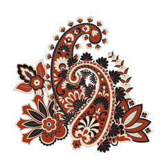 Paisley isolated. Card with paisley isolated for design. Floral pattern. Embroidery floral pattern