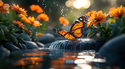 A butterfly's wings catch the glow of a sparkling light picture 