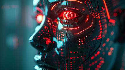 robot face with light