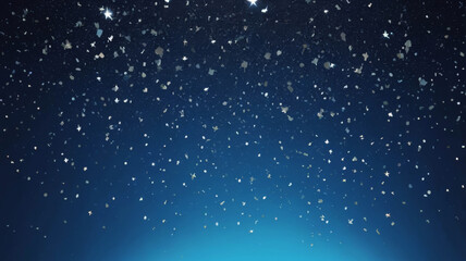 Obraz premium Festive blue background with silver star confetti for design or wallpaper