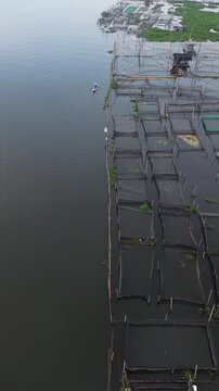 Morning Aerial view of Rawa Pening lake, Ambarawa, Central Java, Indonesia.
