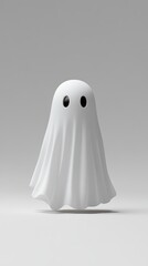 Adorable 3D Ghost Character with a Simple Backdrop